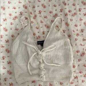 Streetwear Society White Ribbed Crop Tank Top